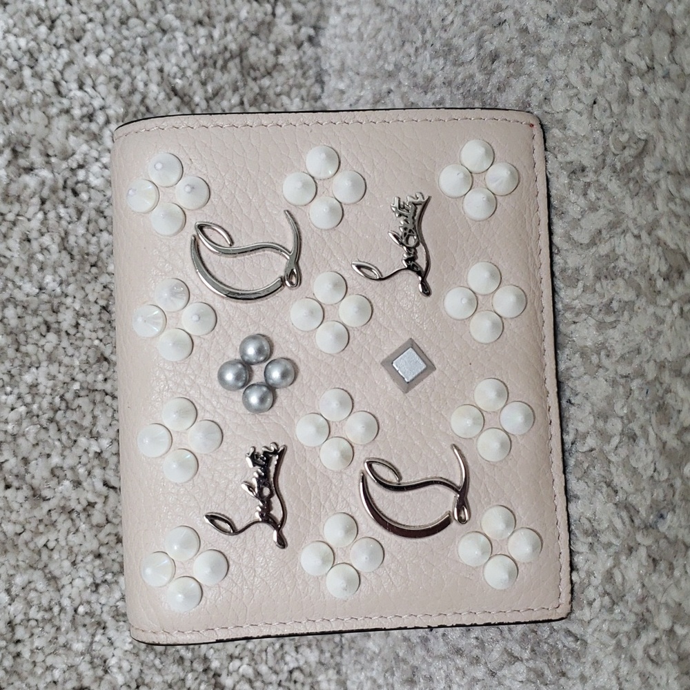 Christian Louboutin cardholder wallet white and red authentic